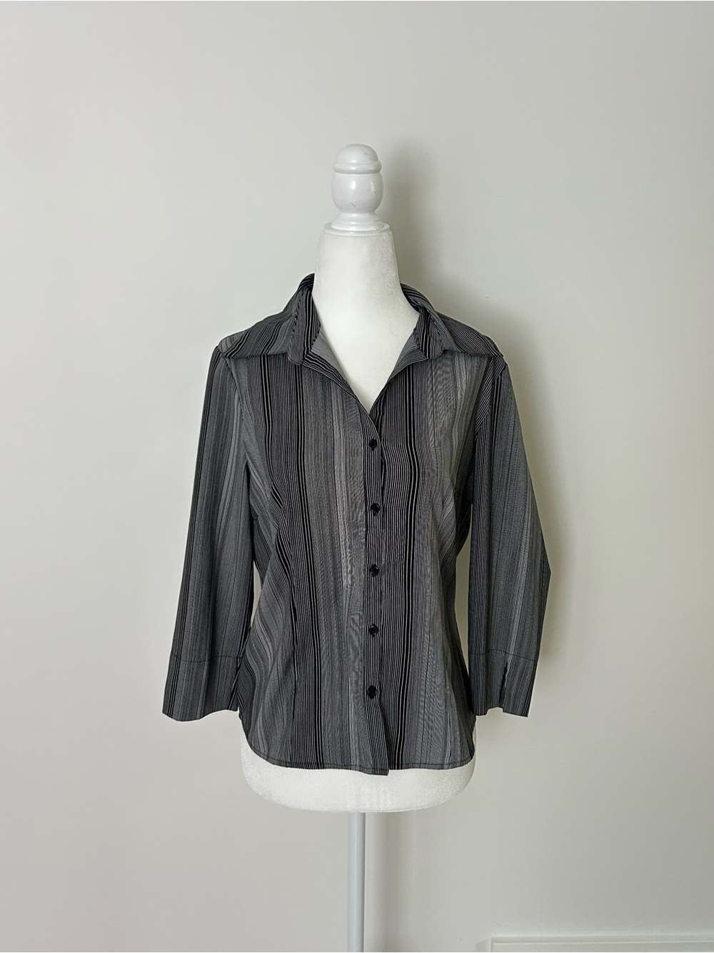 Covington Button-Down Striped Black and Whitw Blouse, Size Small